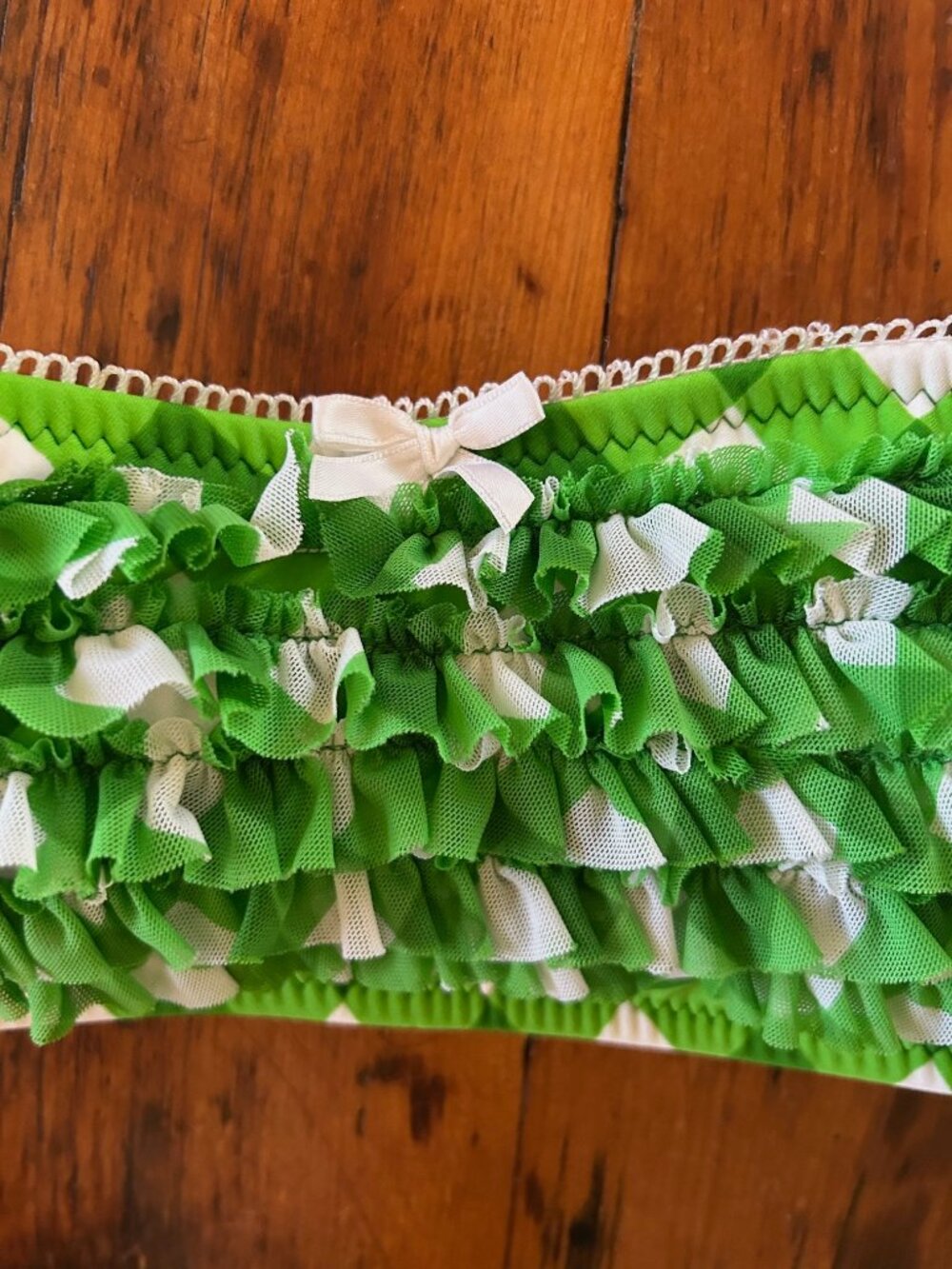 Vintage Betsey Johnson Green Gingham Strapless Halter Bikini Set - Picture 2 of 9